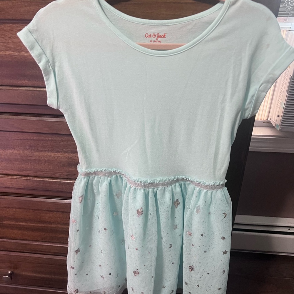 Cat & Jack Mint Green Dress with Starry Skirt